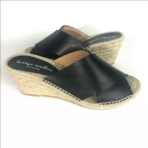 Bettye Muller 9 41 Lana Sandals slides Leather Cross Strap wedge espadri…